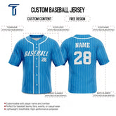 Blue Pinstripe Custom Classic Full Button Baseball Jersey